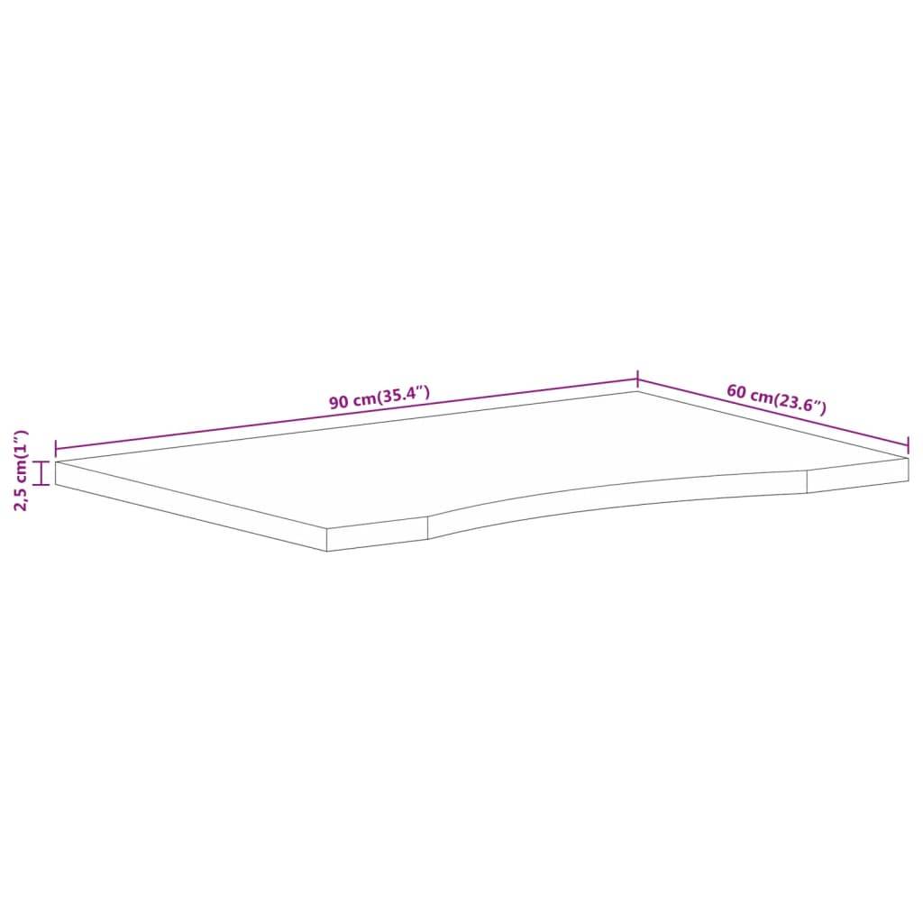 vidaXL Schreibtischplatte mit Aussparung 90x60x2,5 cm Massivholz Mango