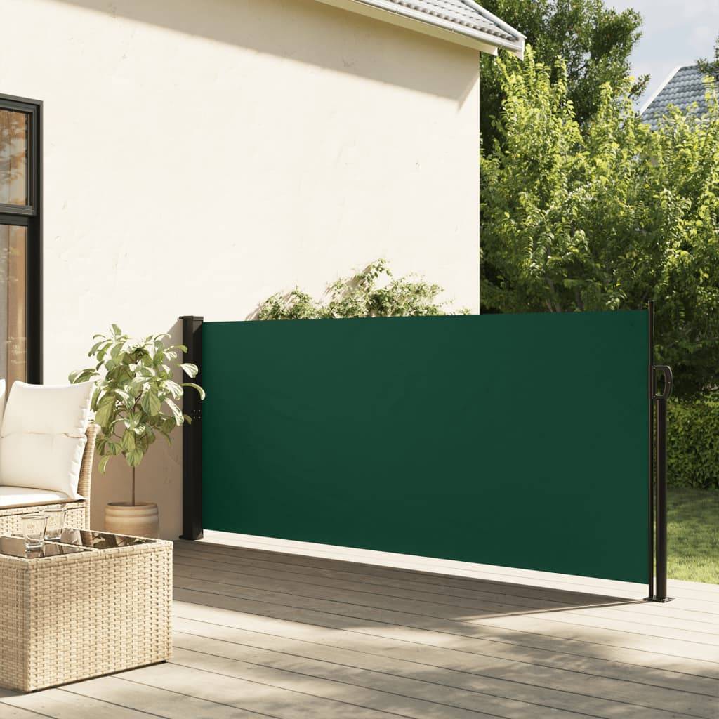 vidaXL Seitenmarkise Ausziehbar Dunkelgrün 140x500 cm