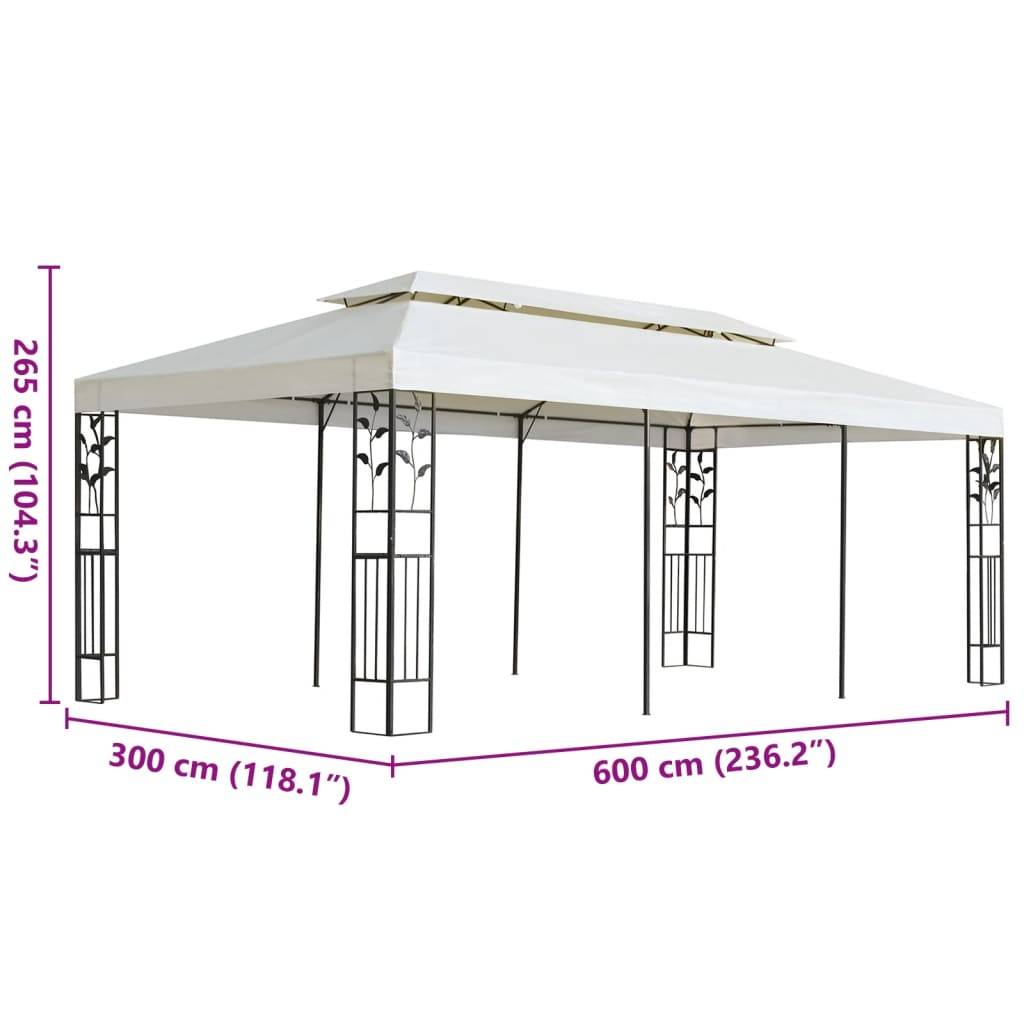 vidaXL Pavillon mit Doppeldach Weiß 6x3 m Stahl