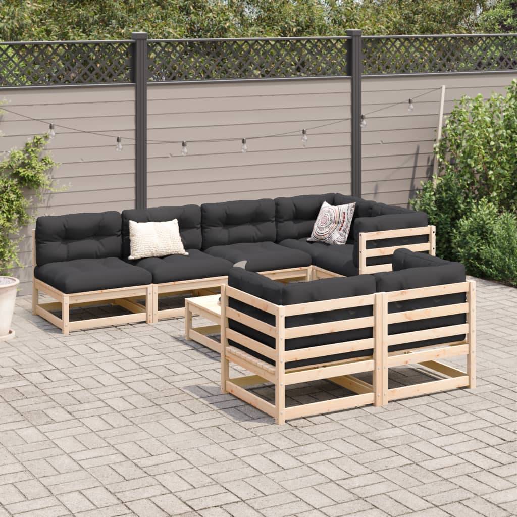 vidaXL 8-tlg. Garten-Sofagarnitur Massivholz Kiefer