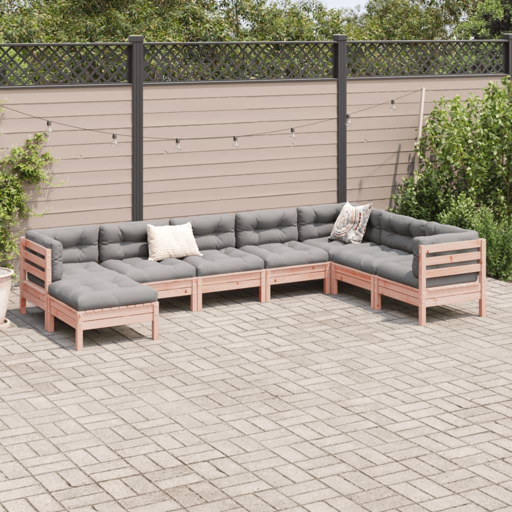vidaXL 8-tlg. Garten-Sofagarnitur mit Kissen Massivholz Douglasie