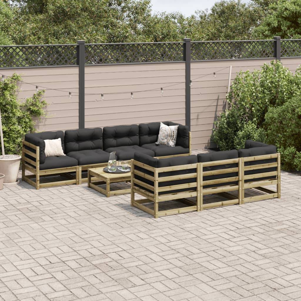 vidaXL 8-tlg. Garten-Sofagarnitur mit Kissen Kiefernholz Imprägniert