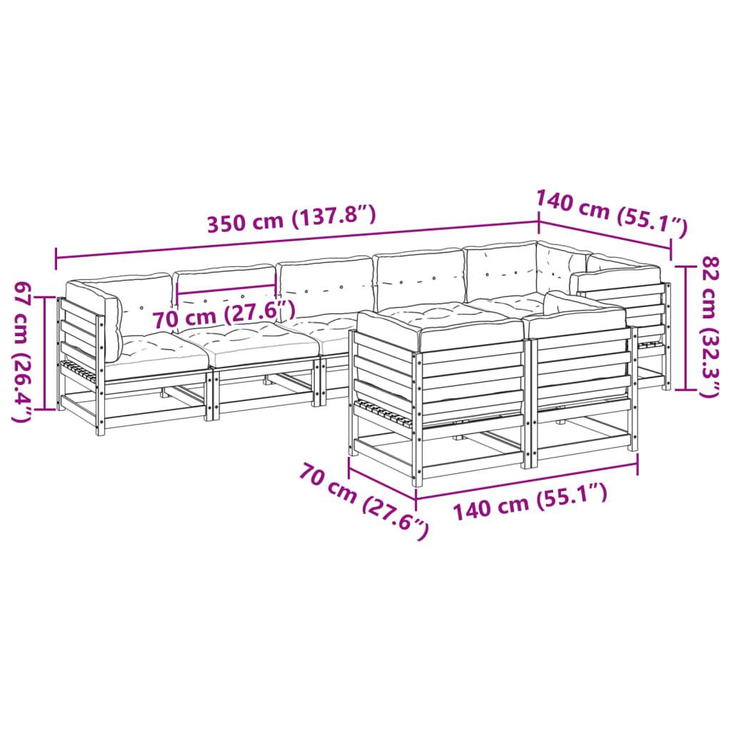 vidaXL 8-tlg. Garten-Sofagarnitur mit Kissen Wachsbraun Kiefernholz