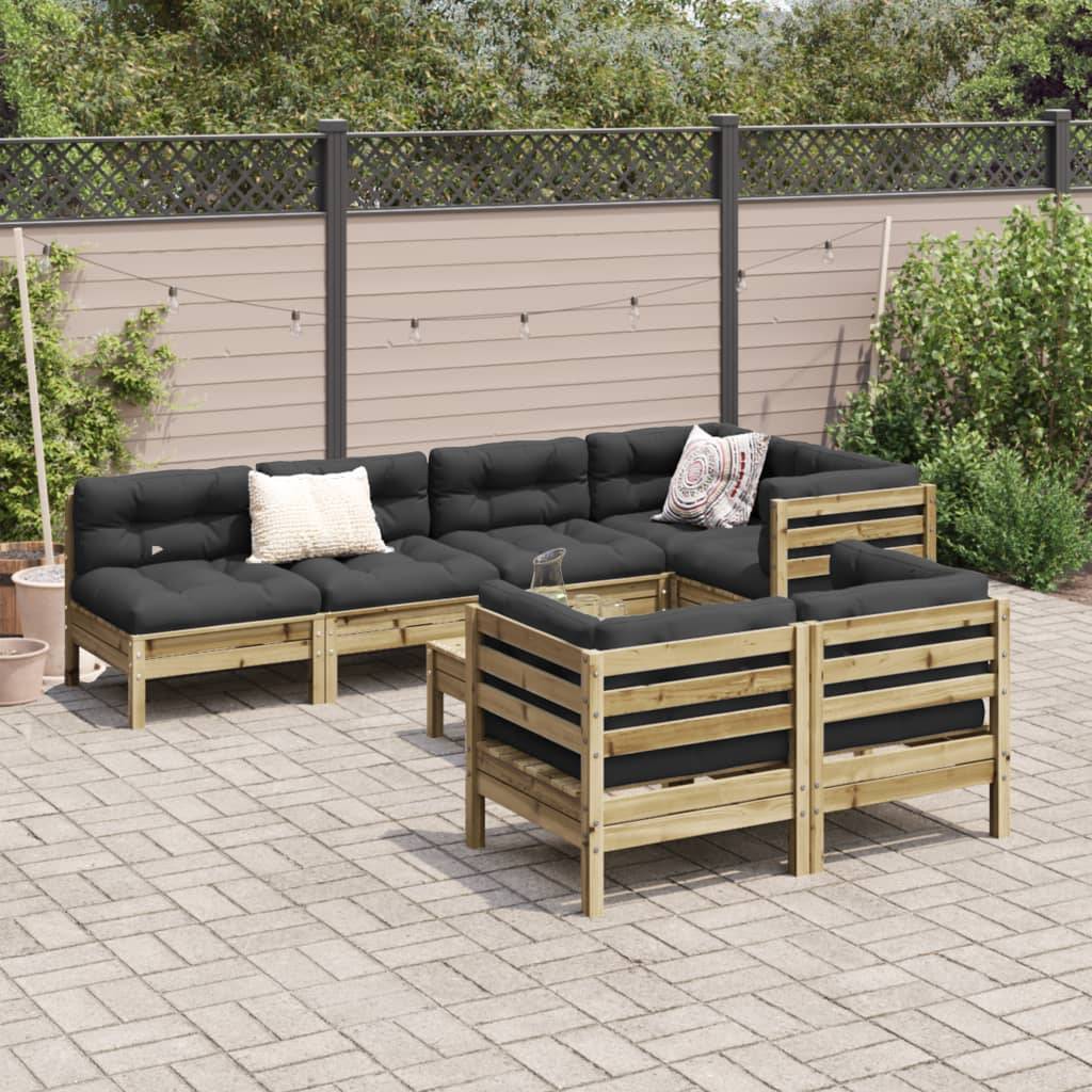vidaXL 8-tlg. Garten-Sofagarnitur mit Kissen Kiefernholz Imprägniert