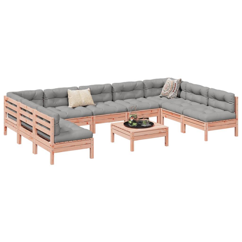 vidaXL 10-tlg. Garten-Sofagarnitur mit Kissen Massivholz Douglasie