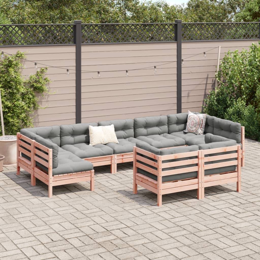 vidaXL 9-tlg. Garten-Sofagarnitur mit Kissen Massivholz Douglasie