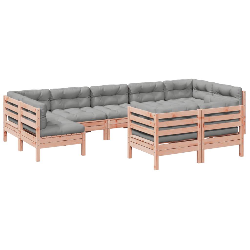 vidaXL 9-tlg. Garten-Sofagarnitur mit Kissen Massivholz Douglasie