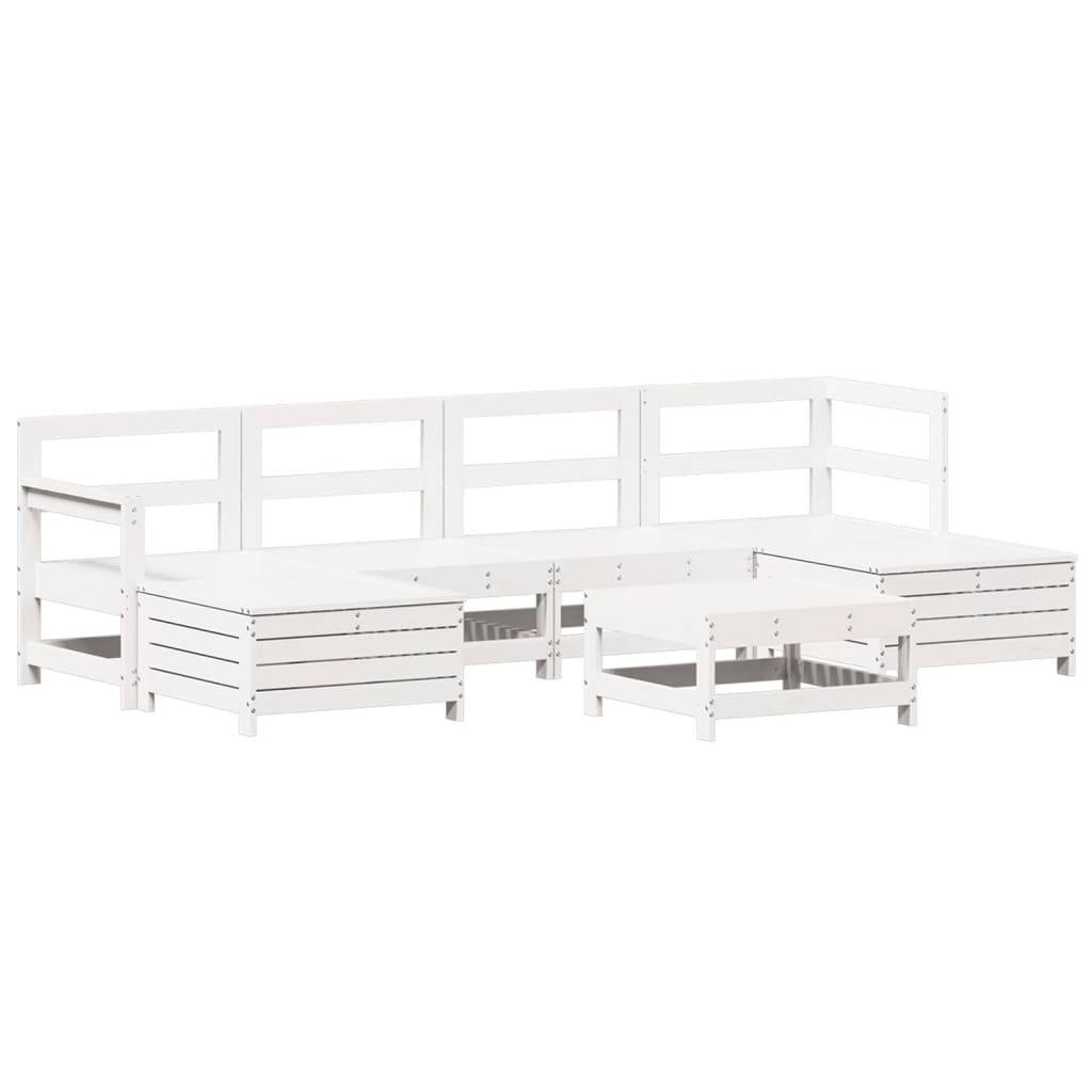 vidaXL 7-tlg. Garten-Sofagarnitur Weiß Massivholz Kiefer