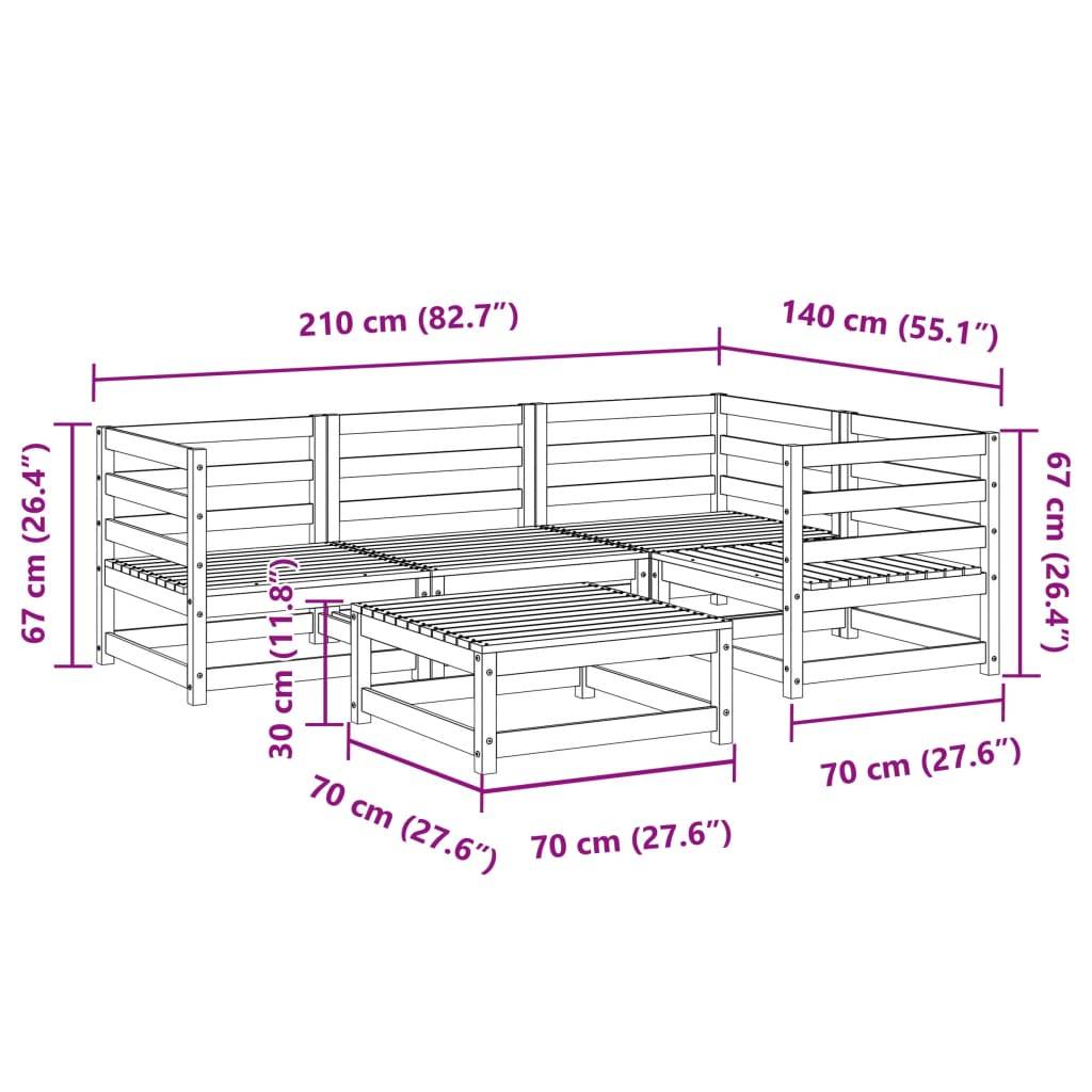 vidaXL 5-tlg. Garten-Sofagarnitur Massivholz Douglasie