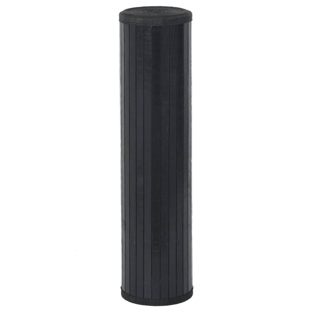 vidaXL Teppich Rechteckig Schwarz 70x200 cm Bambus