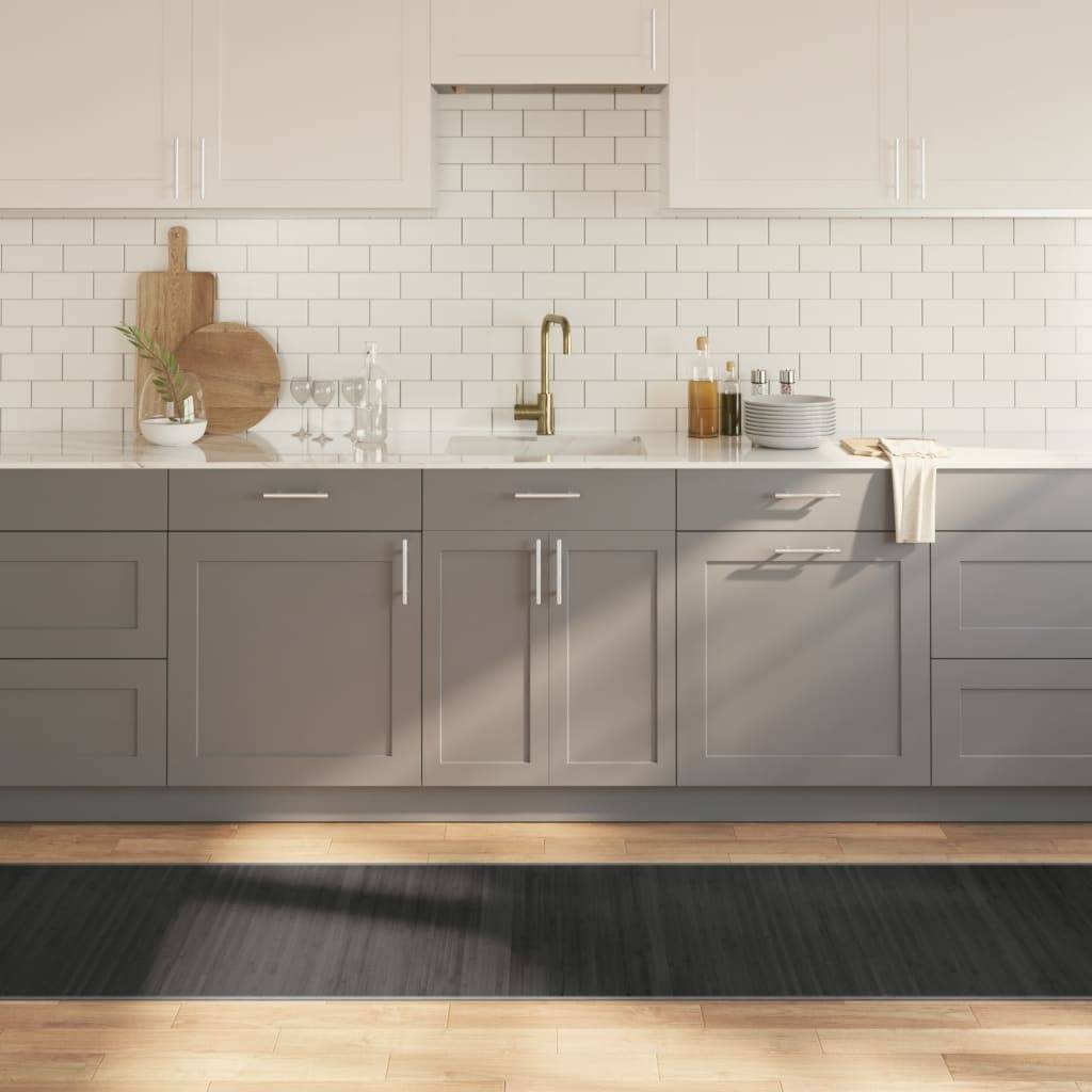 vidaXL Teppich Rechteckig Grau 70x300 cm Bambus