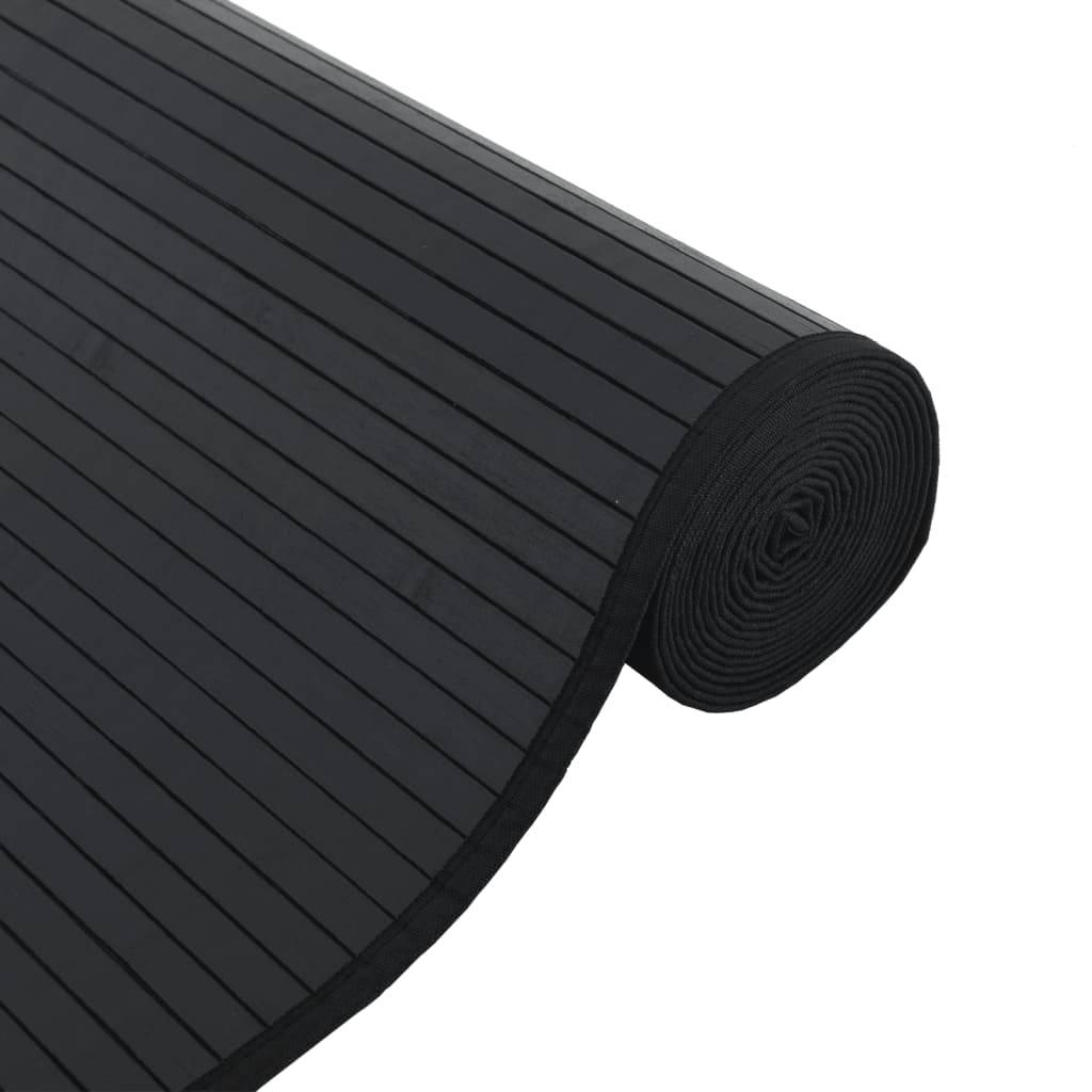 vidaXL Teppich Rechteckig Schwarz 70x200 cm Bambus