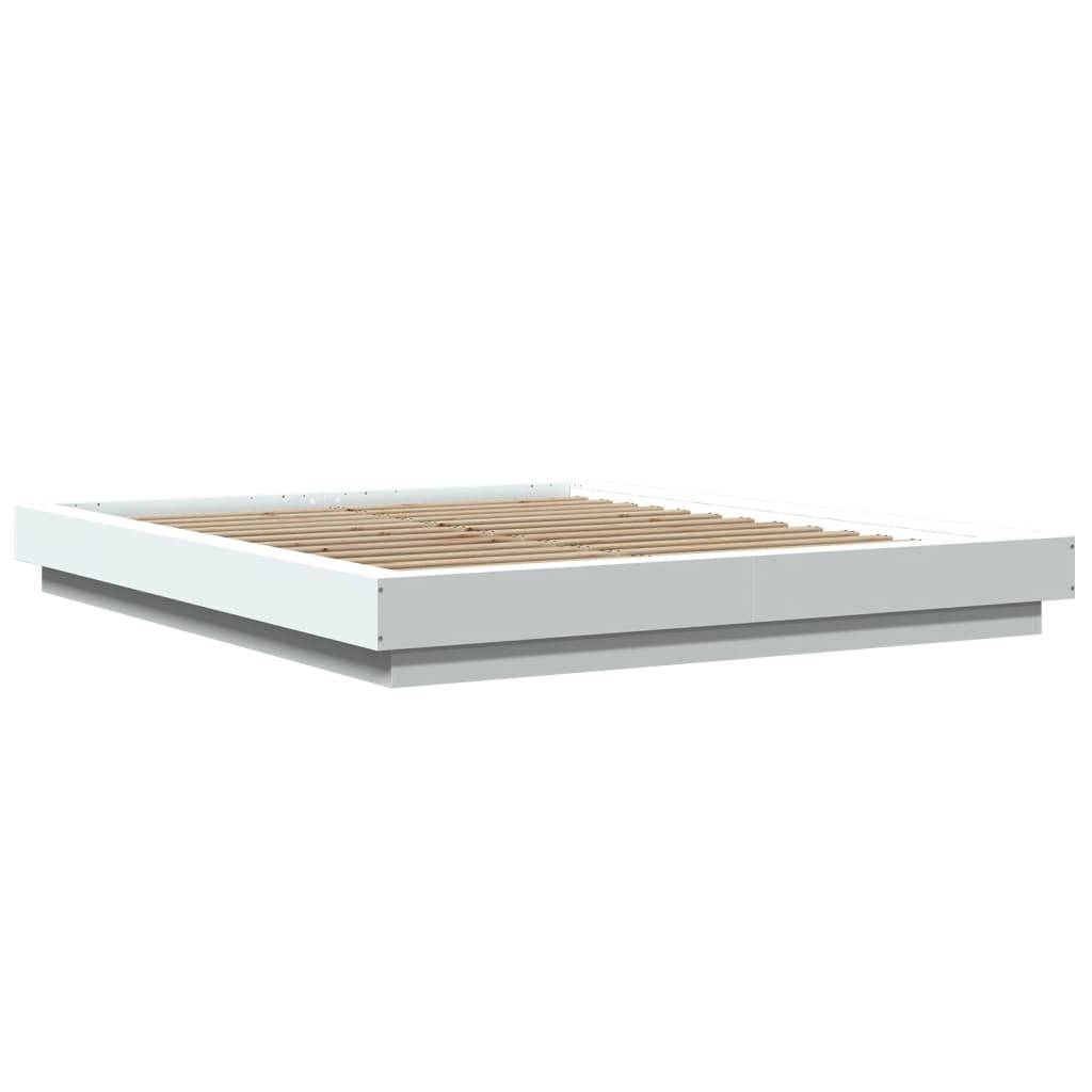 vidaXL Bettgestell mit LED Weiß 160x200 cm Holzwerkstoff