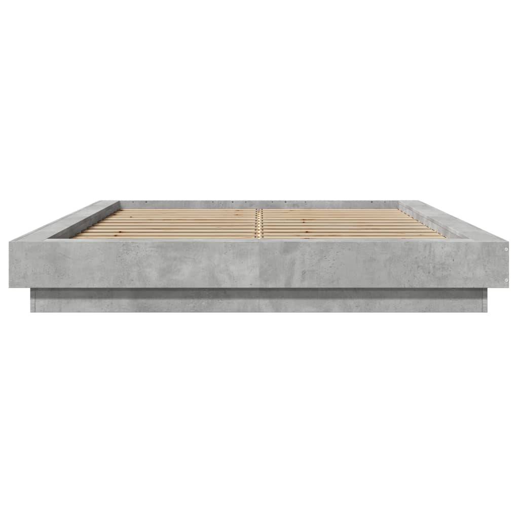 vidaXL Bettgestell Betongrau 135x190 cm Holzwerkstoff
