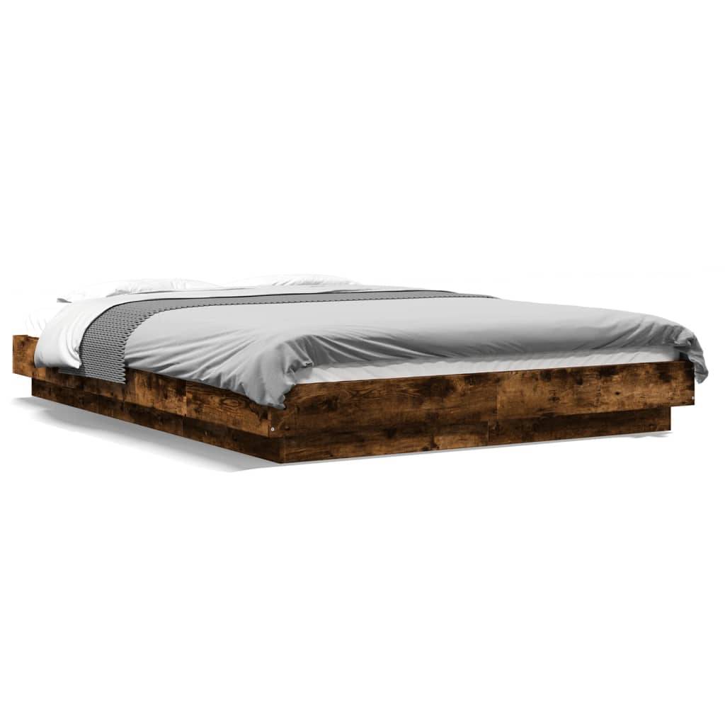 vidaXL Bettgestell Räuchereiche 120x200 cm Holzwerkstoff