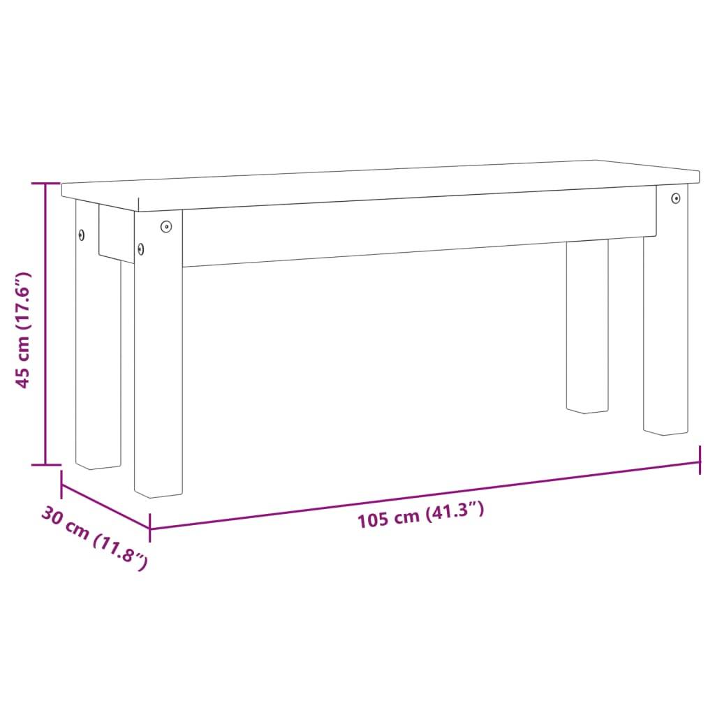 vidaXL Essbank Panama Weiß 105x30x45 cm Massivholz Kiefer