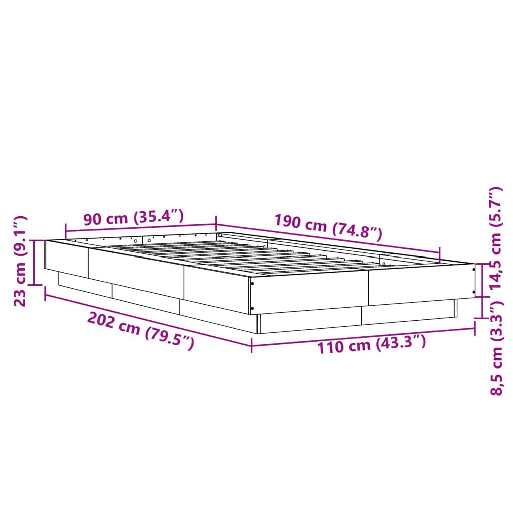 vidaXL Bettgestell mit LED Sonoma-Eiche 90x190 cm Holzwerkstoff
