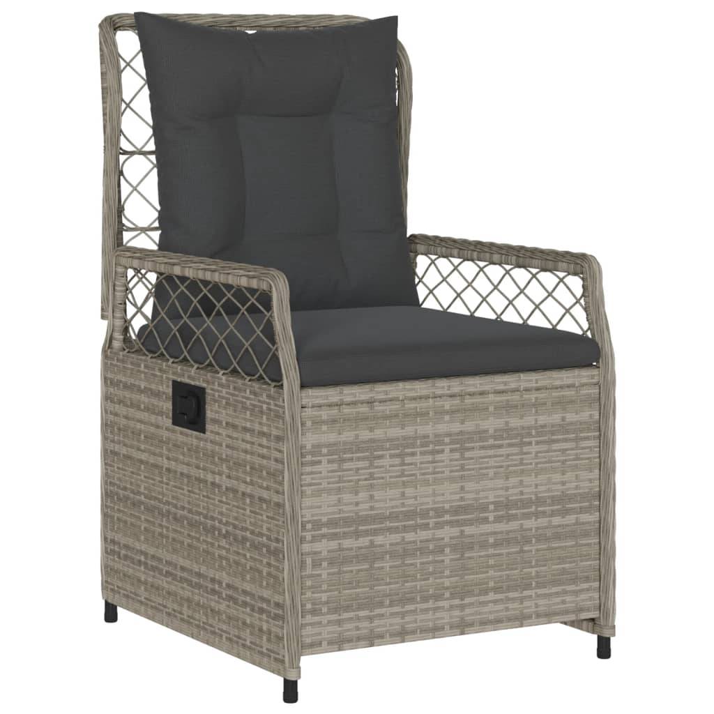 vidaXL 3-tlg. Garten-Essgruppe mit Kissen Hellgrau Poly Rattan