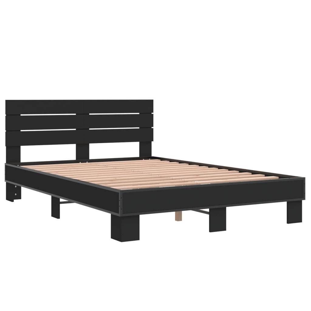vidaXL Bettgestell Schwarz 140x200 cm Holzwerkstoff und Metall