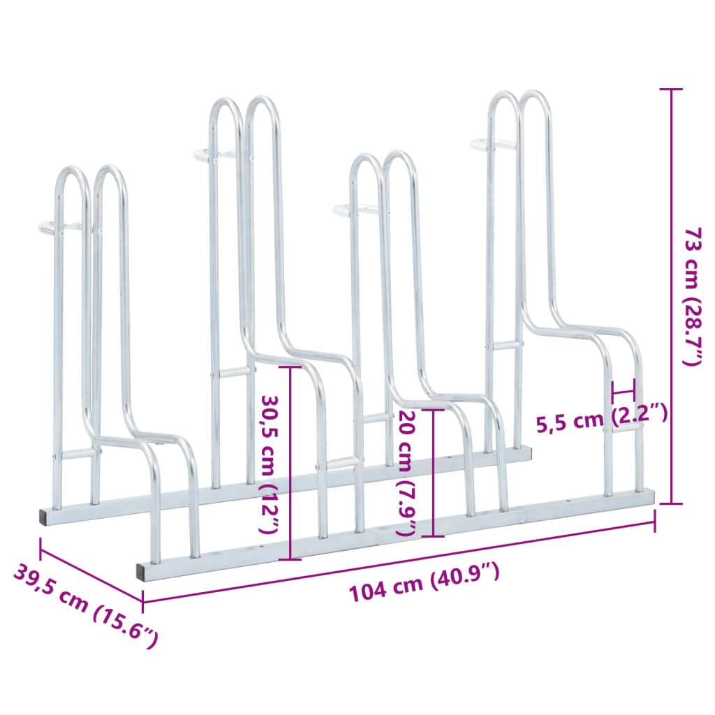 vidaXL Fahrradständer für 4 Fahrräder Freistehend Verzinkter Stahl