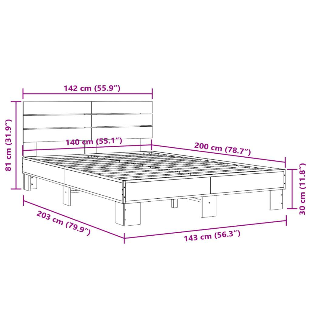 vidaXL Bettgestell Schwarz 140x200 cm Holzwerkstoff und Metall