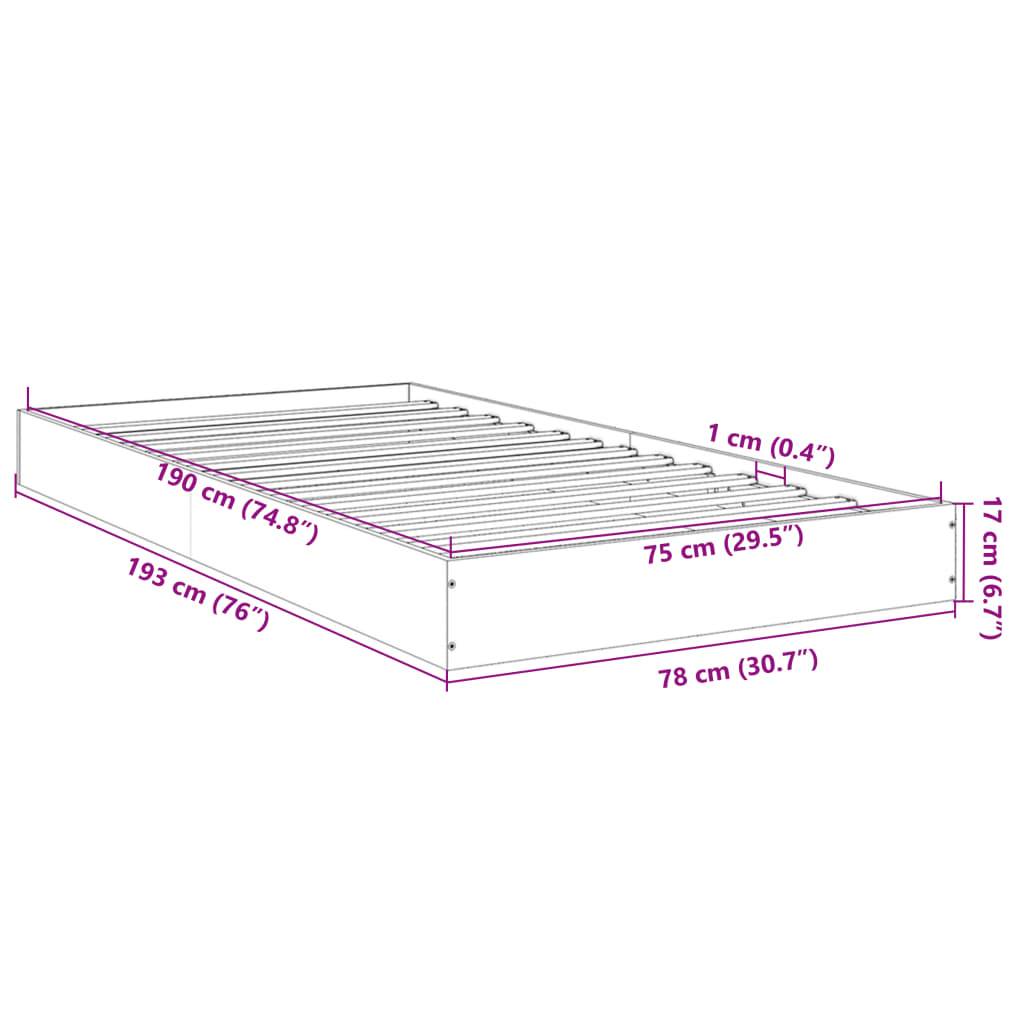 vidaXL Bettgestell Schwarz 75x190 cm Holzwerkstoff