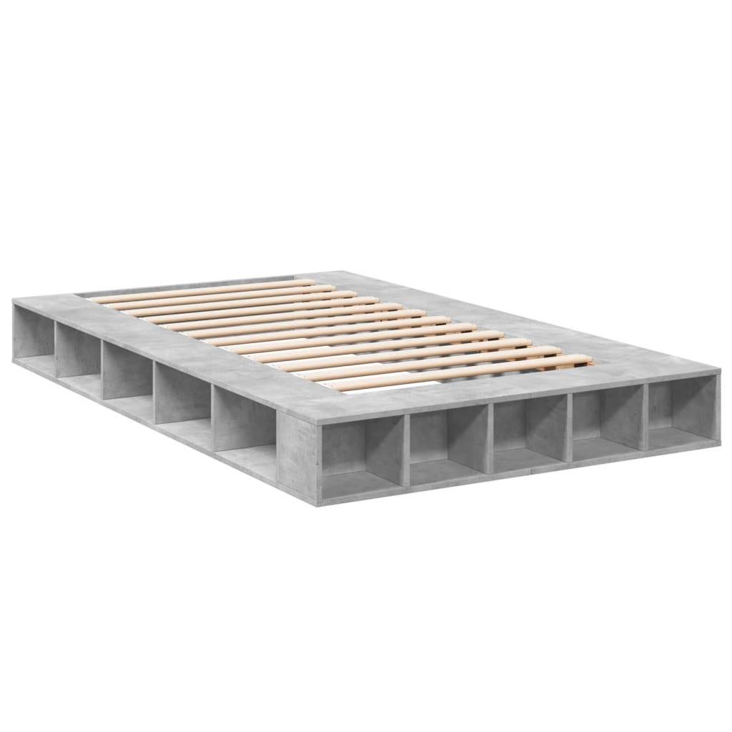 vidaXL Bettgestell Betongrau 120x190 cm Holzwerkstoff