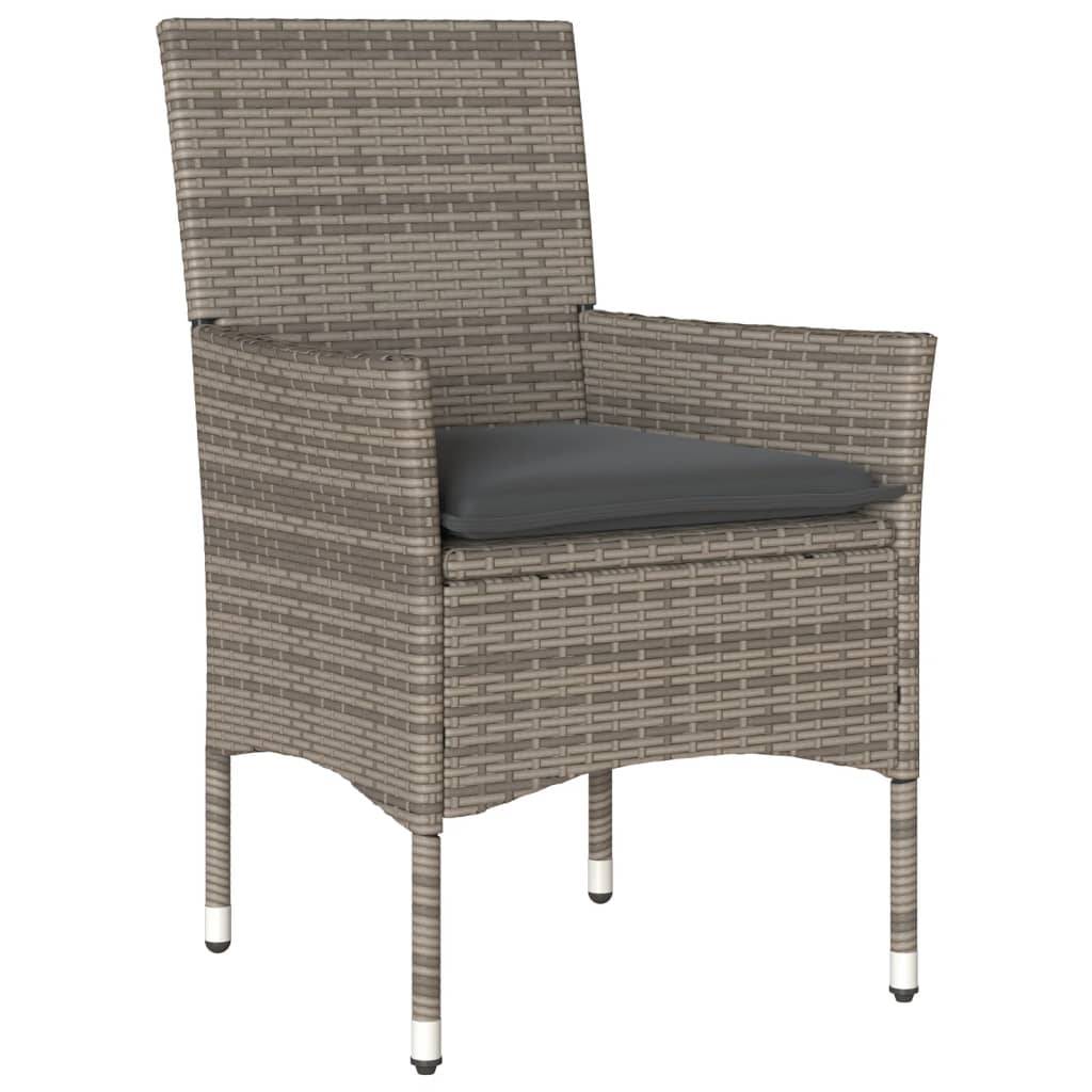 vidaXL 7-tlg. Garten-Essgruppe mit Kissen Grau Poly Rattan Akazie