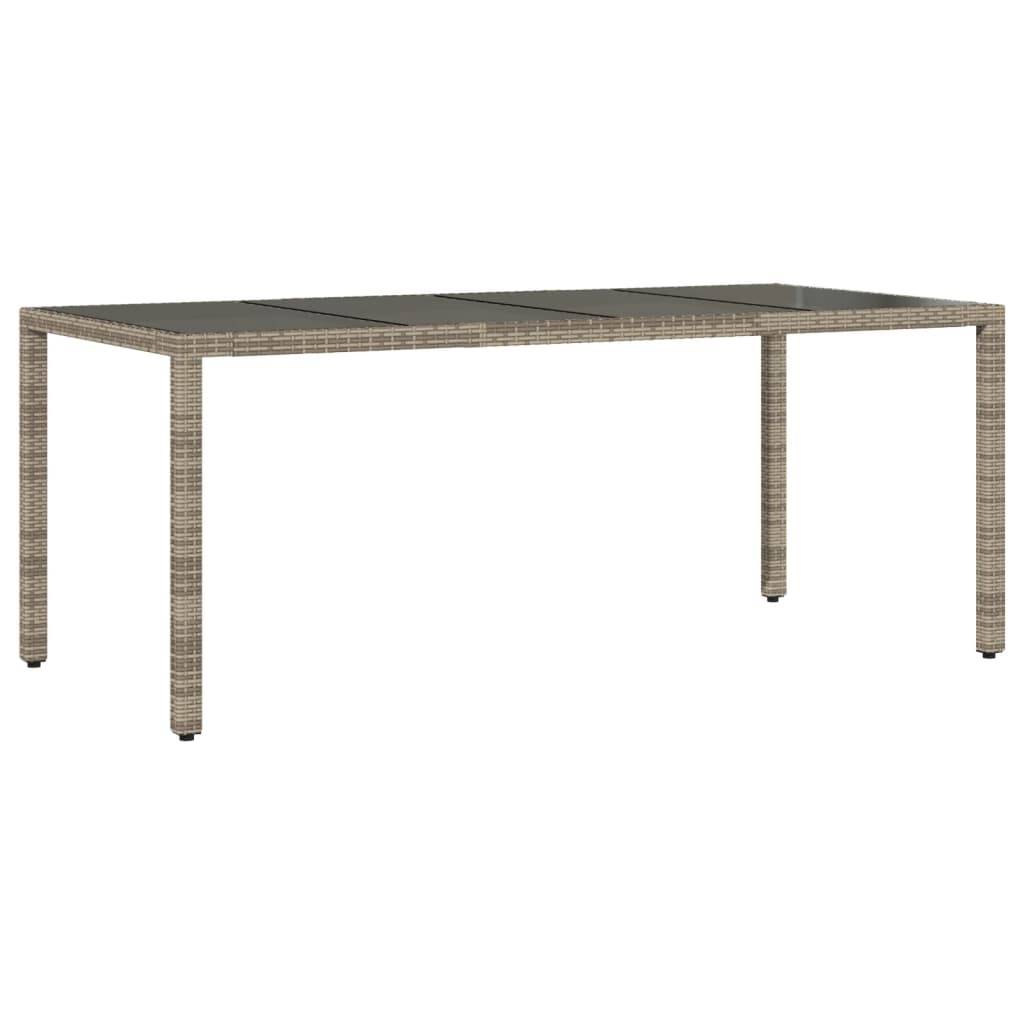 vidaXL 7-tlg. Garten-Essgruppe mit Kissen Grau Poly Rattan und Glas
