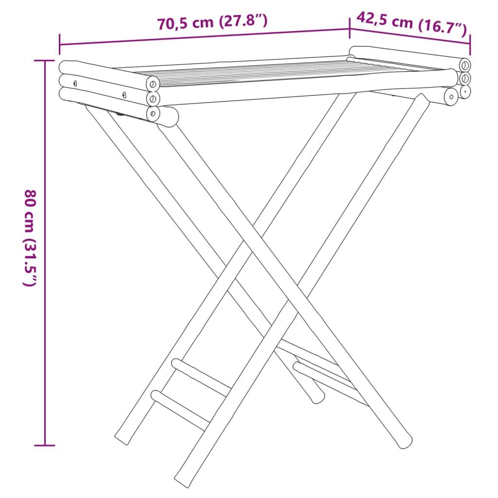 vidaXL Tabletttisch Klappbar 70,5x42,5x80 cm Bambus