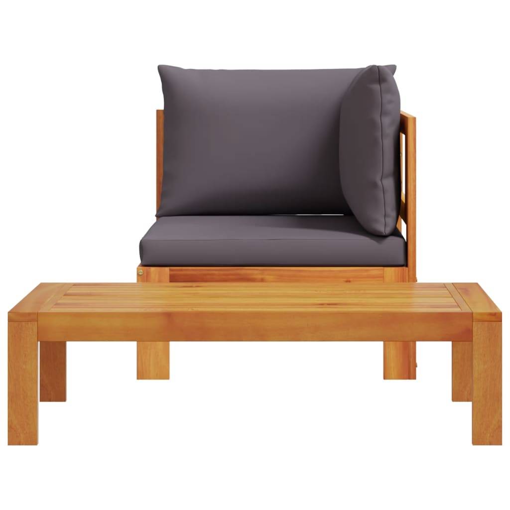 vidaXL 2-tlg. Garten-Sofa-Set mit Kissen Massivholz Akazie