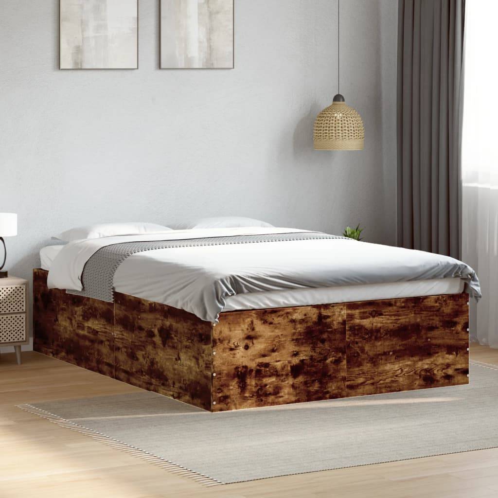 vidaXL Bettgestell Räuchereiche 140x200 cm Holzwerkstoff