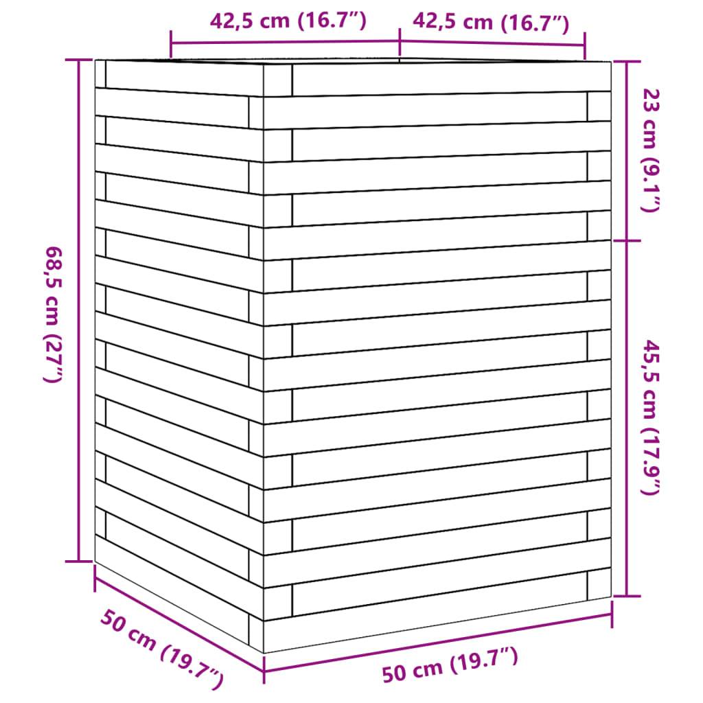 vidaXL Pflanzkübel Weiß 50x50x68,5 cm Massivholz Kiefer