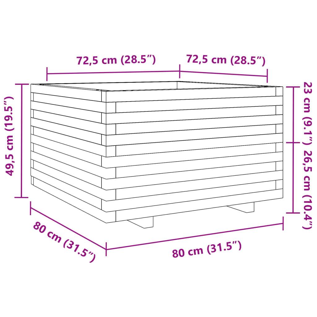 vidaXL Pflanzkübel Wachsbraun 80x80x49,5 cm Massivholz Kiefer