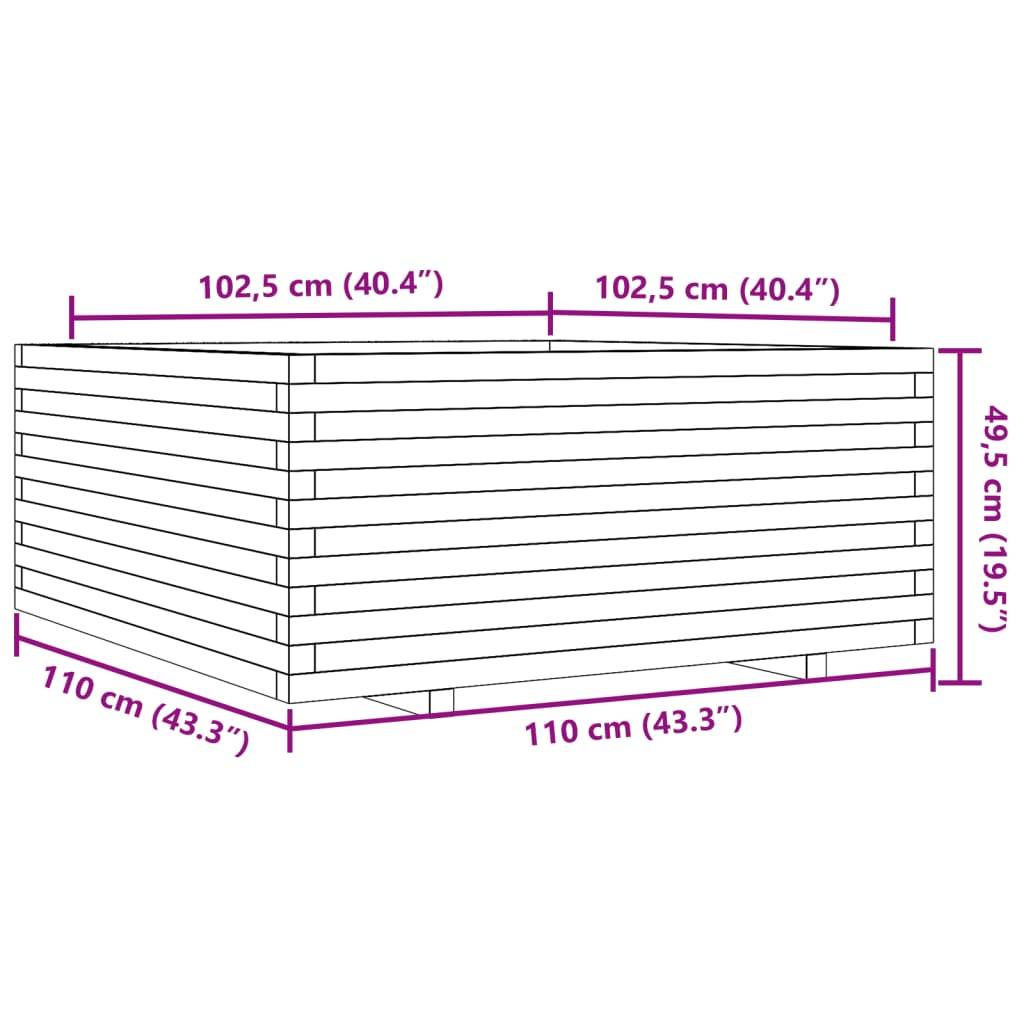 vidaXL Pflanzkübel Wachsbraun 110x110x49,5 cm Massivholz Kiefer