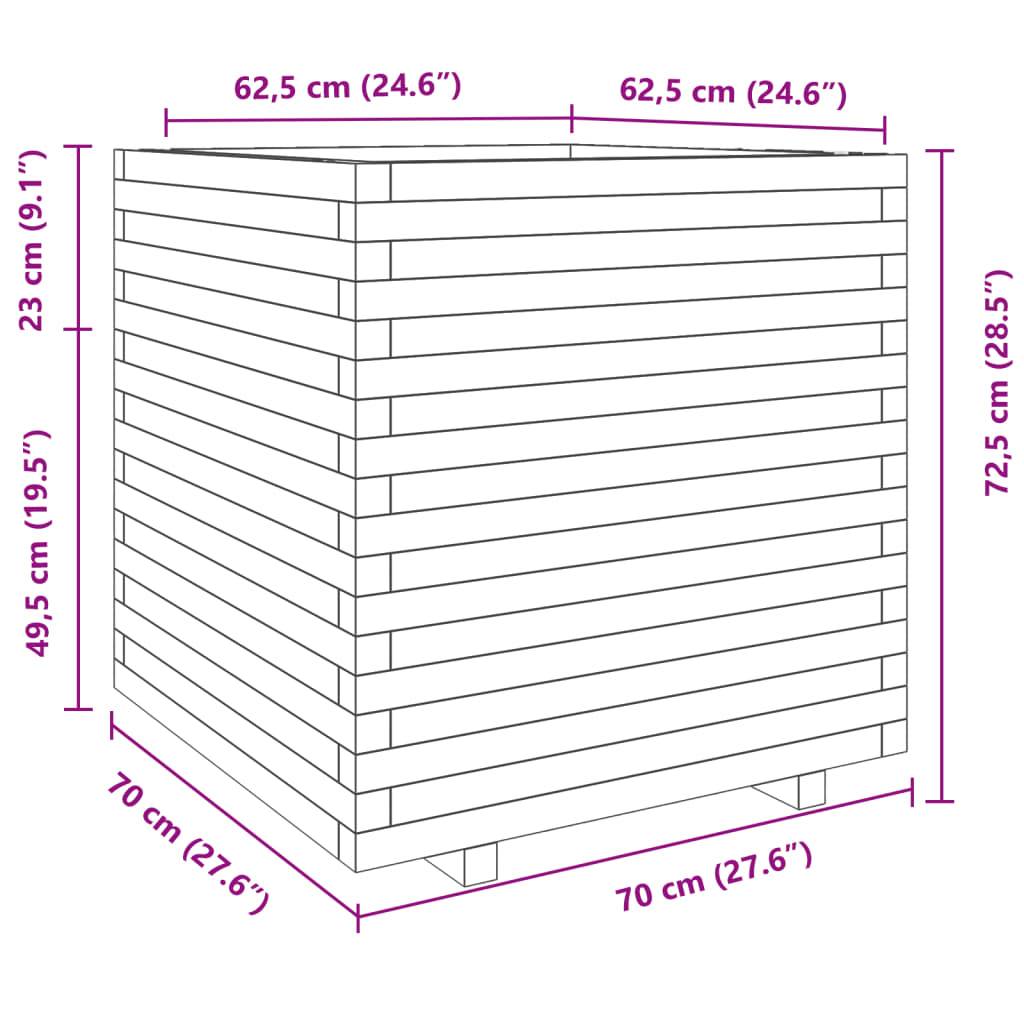 vidaXL Pflanzkübel Weiß 70x70x72,5 cm Massivholz Kiefer