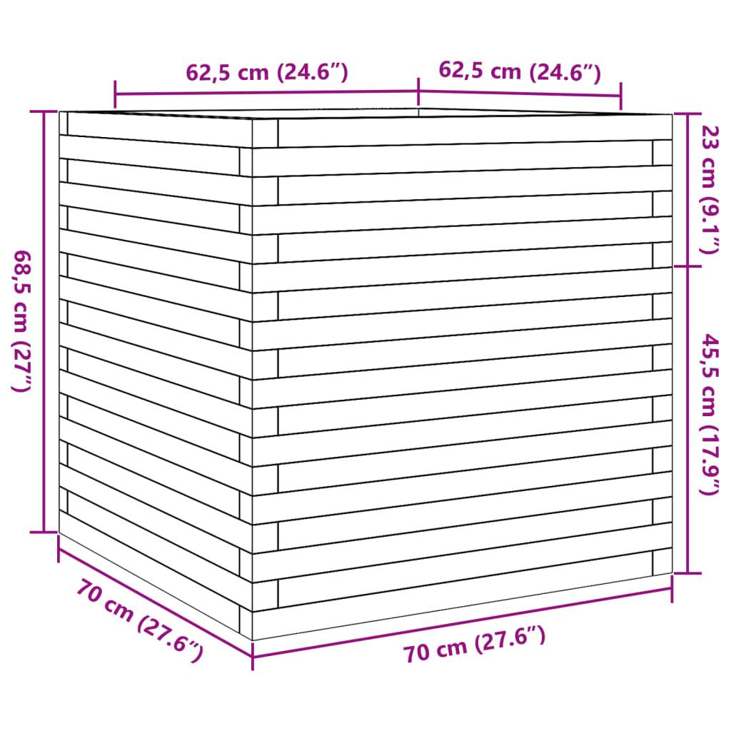 vidaXL Pflanzkübel Wachsbraun 70x70x68,5 cm Massivholz Kiefer