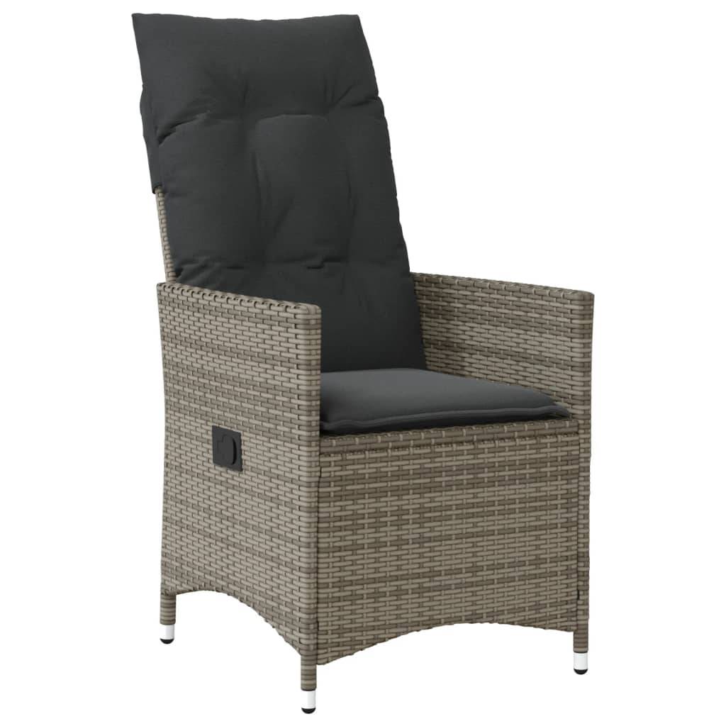 vidaXL 3-tlg. Bistro-Set mit Kissen Grau Poly Rattan
