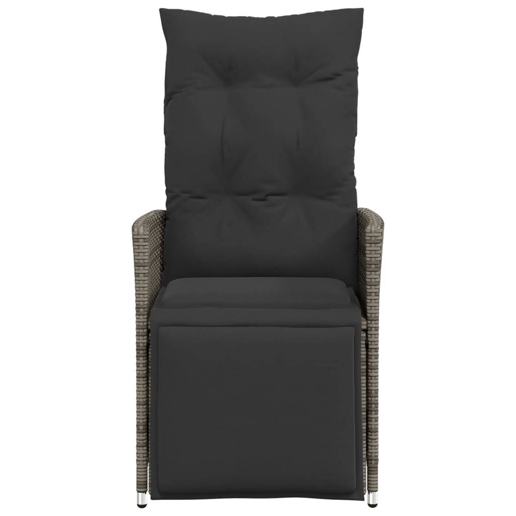 vidaXL Gartensessel mit Kissen 2 Stk. Verstellbar Grau Poly Rattan