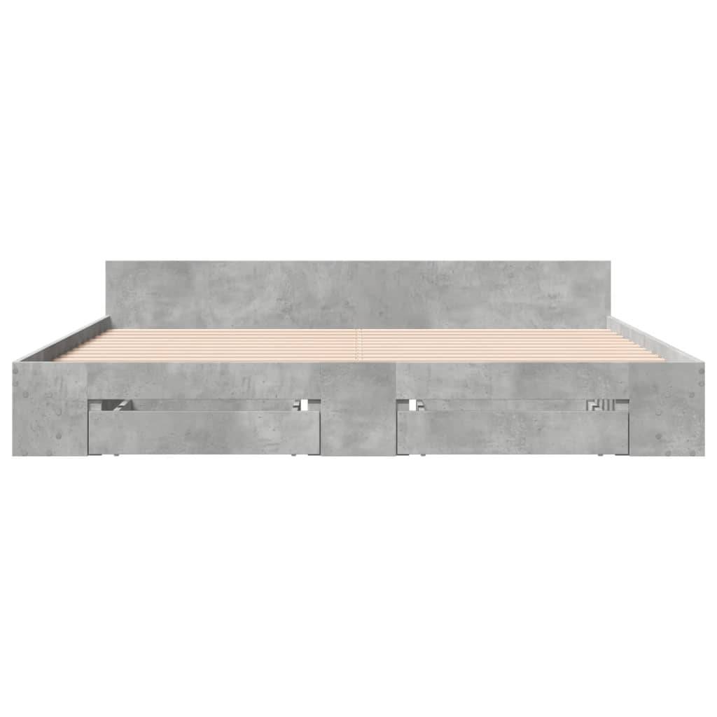 vidaXL Bettgestell mit Schubladen Betongrau 200x200 cm Holzwerkstoff