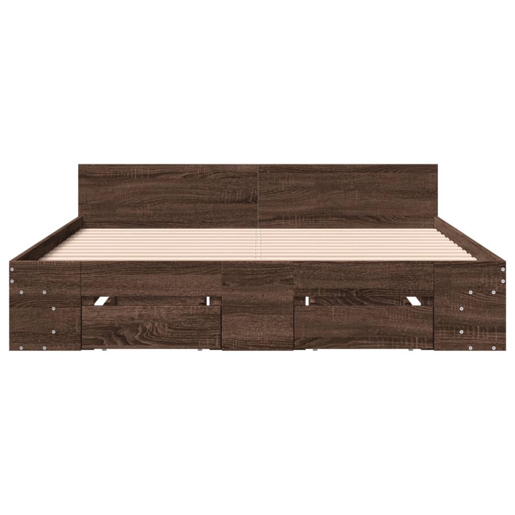 vidaXL Bettgestell mit Schubladen Braun Eichen-Optik 160x200 cm