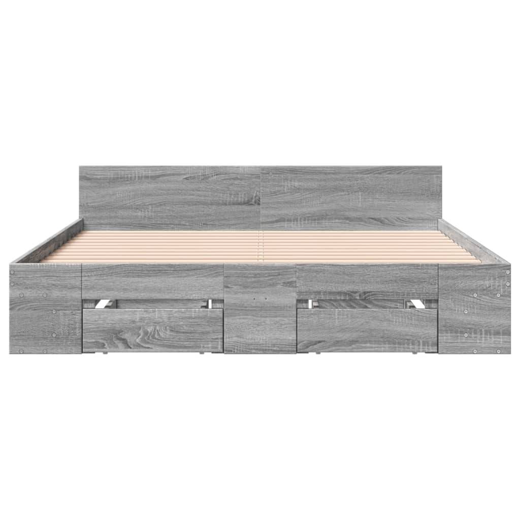 vidaXL Bettgestell mit Schubladen Grau Sonoma 140x200 cm Holzwerkstoff