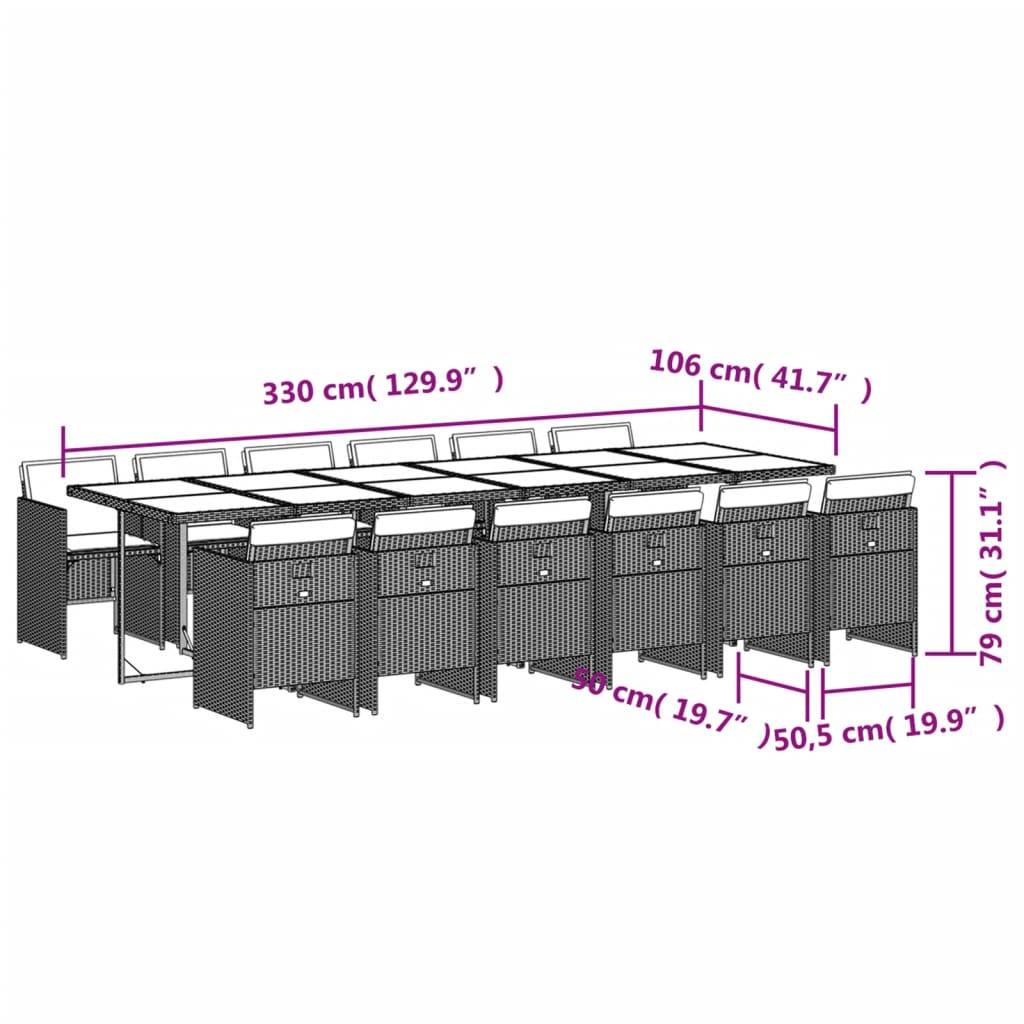 vidaXL 13-tlg. Garten-Essgruppe mit Kissen Beigemischung Poly Rattan