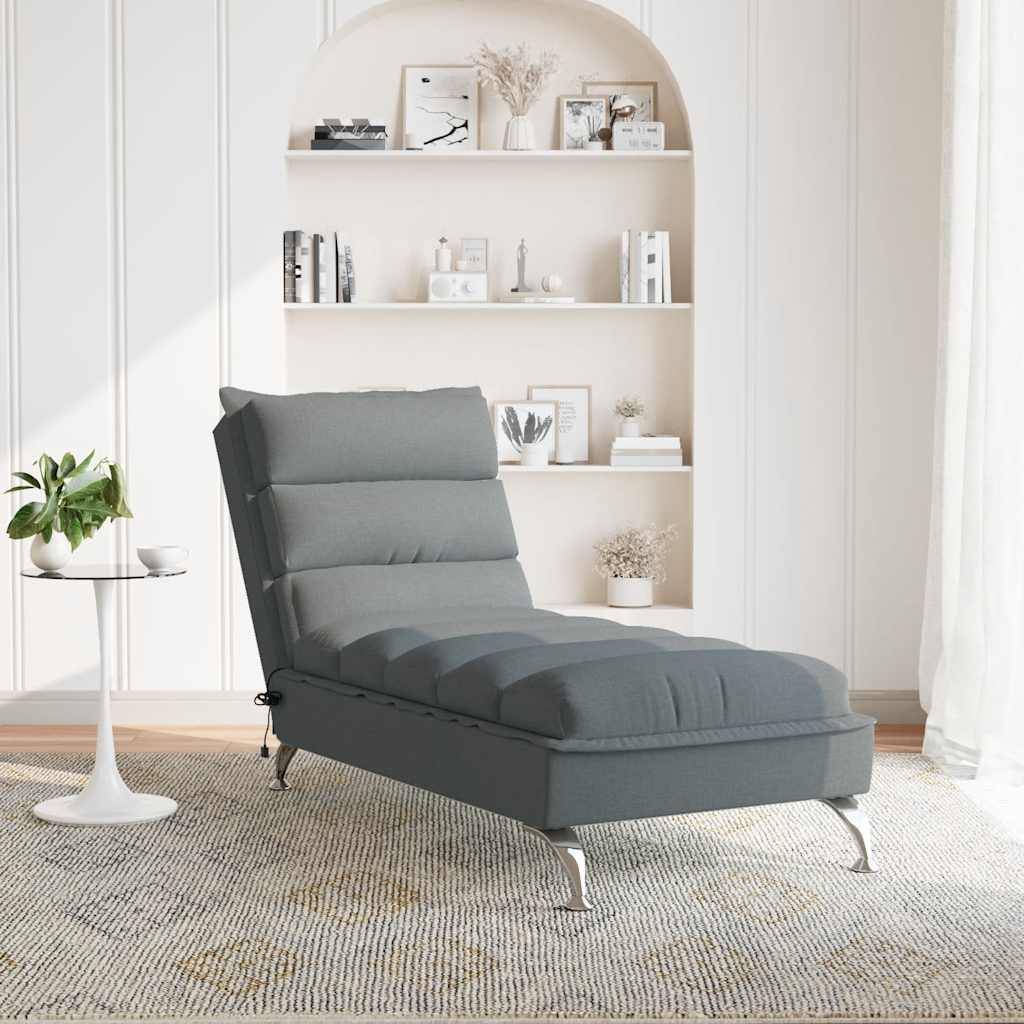 vidaXL Massage-Chaiselongue mit Kissen Dunkelgrau Stoff