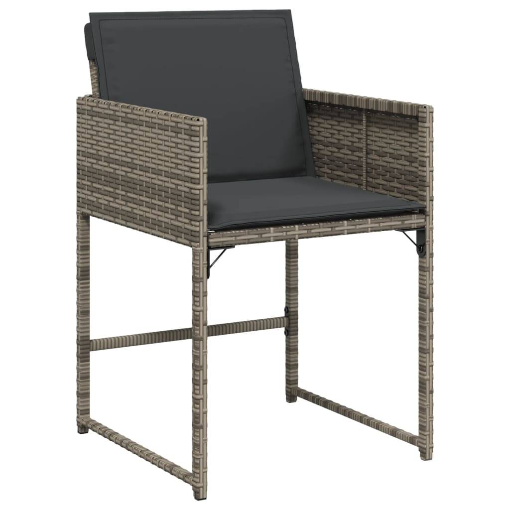 vidaXL 9-tlg. Garten-Essgruppe mit Kissen Grau Poly Rattan