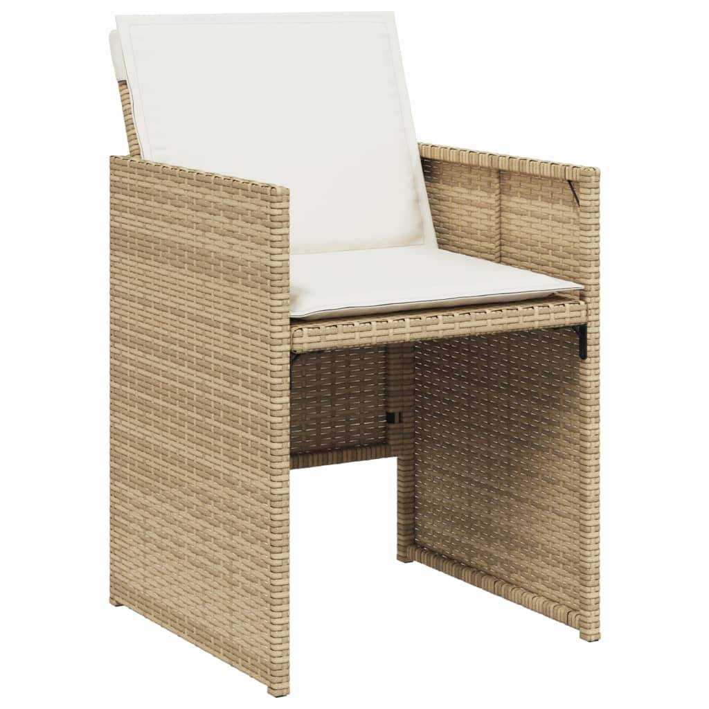 vidaXL 9-tlg. Garten-Essgruppe mit Kissen Beige Poly Rattan
