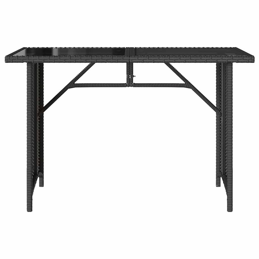 vidaXL Gartentisch mit Glasplatte Schwarz 110x68x70 cm Poly Rattan