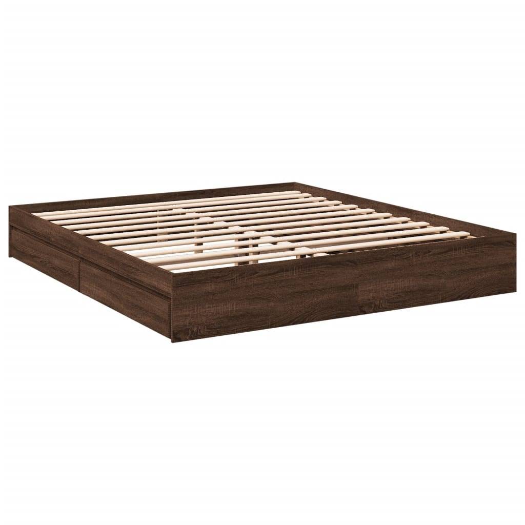 vidaXL Bettgestell mit Schubladen Braun Eichen-Optik 200x200 cm