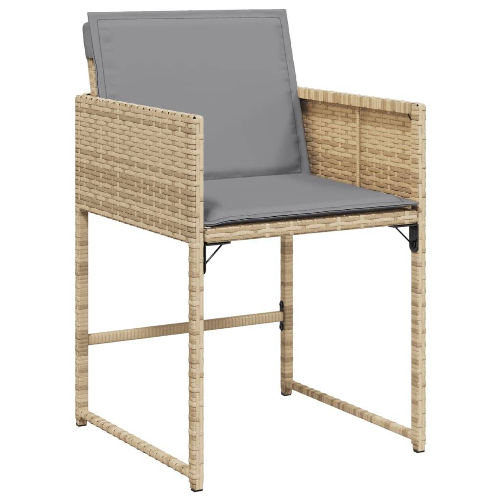 vidaXL 15-tlg. Garten-Essgruppe mit Kissen Beigemischung Poly Rattan