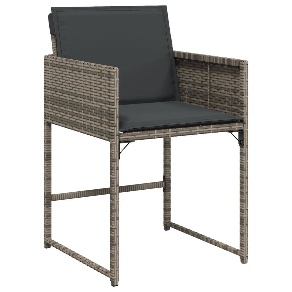 vidaXL 15-tlg. Garten-Essgruppe mit Kissen Grau Poly Rattan